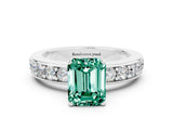 White gold Emerald Cut Cut Channel Set Diamond Engagement Ring with Four-Prong Setting