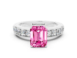 White gold Emerald Cut Cut Channel Set Diamond Engagement Ring with Four-Prong Setting