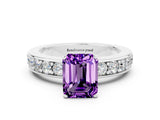 White gold Emerald Cut Cut Channel Set Diamond Engagement Ring with Four-Prong Setting
