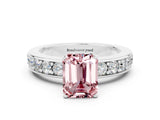 White gold Emerald Cut Cut Channel Set Diamond Engagement Ring with Four-Prong Setting