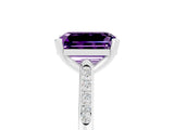 White gold Emerald Cut Cut Channel Set Solitaire Engagement Ring with Four-Prong Setting_12