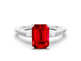 White gold Emerald Cut Cut Channel Set Solitaire Engagement Ring with Four-Prong Setting_12