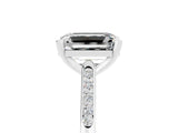 White gold Emerald Cut Cut Channel Set Solitaire Engagement Ring with Four-Prong Setting_5