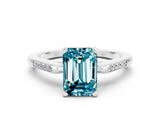 White gold Emerald Cut Cut Channel Set Solitaire Engagement Ring with Four-Prong Setting_6