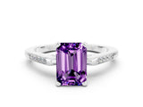 White gold Emerald Cut Cut Channel Set Solitaire Engagement Ring with Four-Prong Setting_7