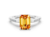 White gold Emerald Cut Cut Channel Set Solitaire Engagement Ring with Four-Prong Setting