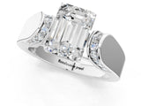 White gold Emerald Cut Cut Diamond Channel Set Solitaire Ring with Four-Prong Setting_139