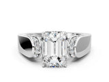 White gold Emerald Cut Cut Diamond Channel Set Solitaire Ring with Four-Prong Setting_141