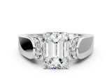 White gold Emerald Cut Cut Diamond Channel Set Solitaire Ring with Four-Prong Setting_459