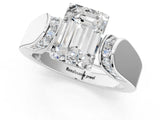 White gold Emerald Cut Cut Diamond Channel Set Solitaire Ring with Four-Prong Setting_460