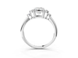 White gold Emerald Cut Cut Diamond Cluster Ring with Solitaire Band and Four-Prong Setting_10