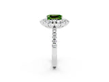 White gold Emerald Cut Cut Diamond Floral Halo Pave Band with Prong Setting_2