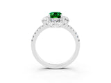 White gold Emerald Cut Cut Diamond Floral Halo Pave Band with Prong Setting_3