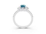 White gold Emerald Cut Cut Diamond Floral Halo Pave Band with Prong Setting_3