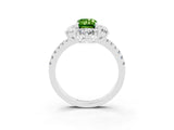 White gold Emerald Cut Cut Diamond Floral Halo Pave Band with Prong Setting_3