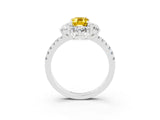 White gold Emerald Cut Cut Diamond Floral Halo Pave Band with Prong Setting_3