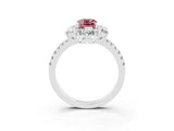 White gold Emerald Cut Cut Diamond Floral Halo Pave Band with Prong Setting_3