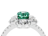 White gold Emerald Cut Cut Diamond Floral Halo Pave Band with Prong Setting_4