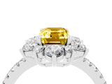 White gold Emerald Cut Cut Diamond Floral Halo Pave Band with Prong Setting_4