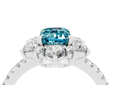 White gold Emerald Cut Cut Diamond Floral Halo Pave Band with Prong Setting_4