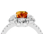 White gold Emerald Cut Cut Diamond Floral Halo Pave Band with Prong Setting_4