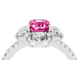 White gold Emerald Cut Cut Diamond Floral Halo Pave Band with Prong Setting_4