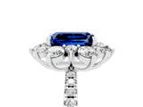White gold Emerald Cut Cut Diamond Floral Halo Pave Band with Prong Setting_5