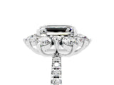 White gold Emerald Cut Cut Diamond Floral Halo Pave Band with Prong Setting_5