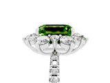 White gold Emerald Cut Cut Diamond Floral Halo Pave Band with Prong Setting_5