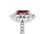 White gold Emerald Cut Cut Diamond Floral Halo Pave Band with Prong Setting_5