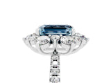White gold Emerald Cut Cut Diamond Floral Halo Pave Band with Prong Setting_5