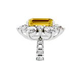 White gold Emerald Cut Cut Diamond Floral Halo Pave Band with Prong Setting_5