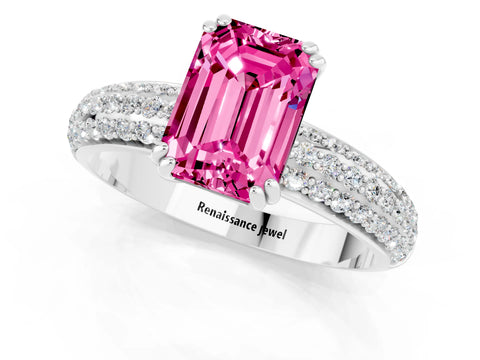 White gold Emerald Cut Cut Diamond Milgrain Marquise Band with Prong Setting_1