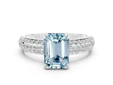 White gold Emerald Cut Cut Diamond Milgrain Marquise Band with Prong Setting