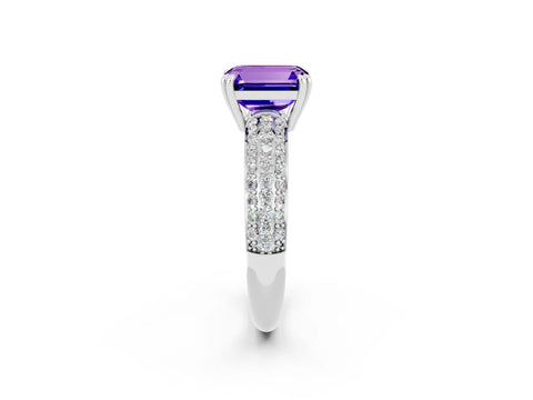 White gold Emerald Cut Cut Diamond Milgrain Marquise Band with Prong Setting_2