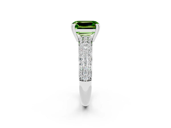 Silver Emerald Cut Cut Diamond Milgrain Marquise Band with Prong Setting