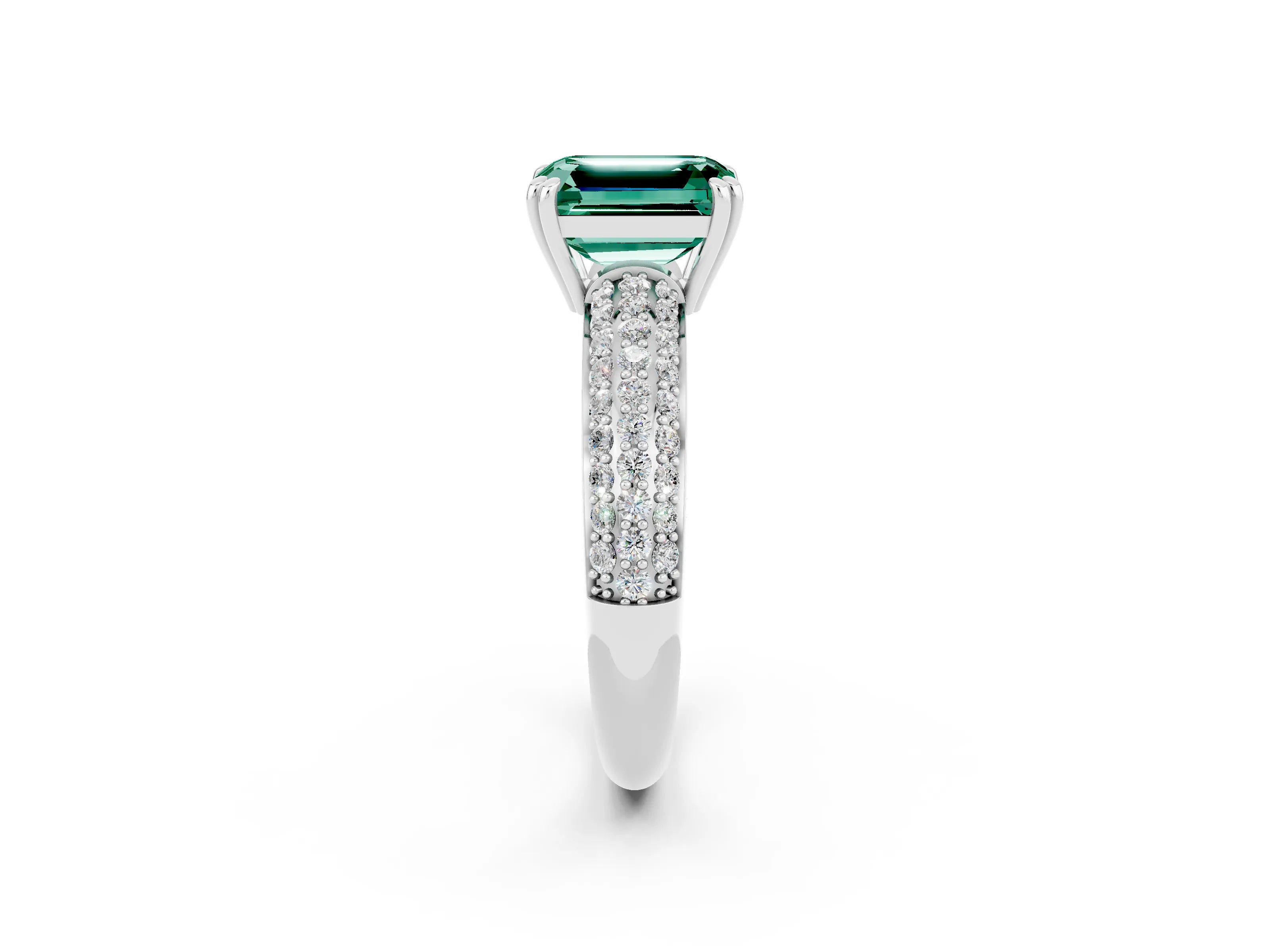 White gold Emerald Cut Cut Diamond Milgrain Marquise Band with Prong Setting_2