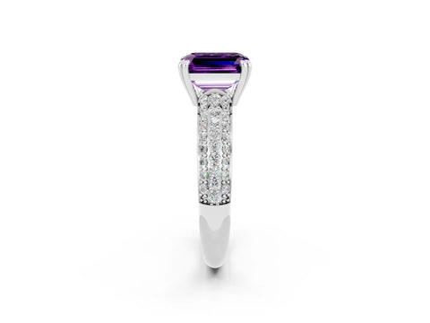 White gold Emerald Cut Cut Diamond Milgrain Marquise Band with Prong Setting_2