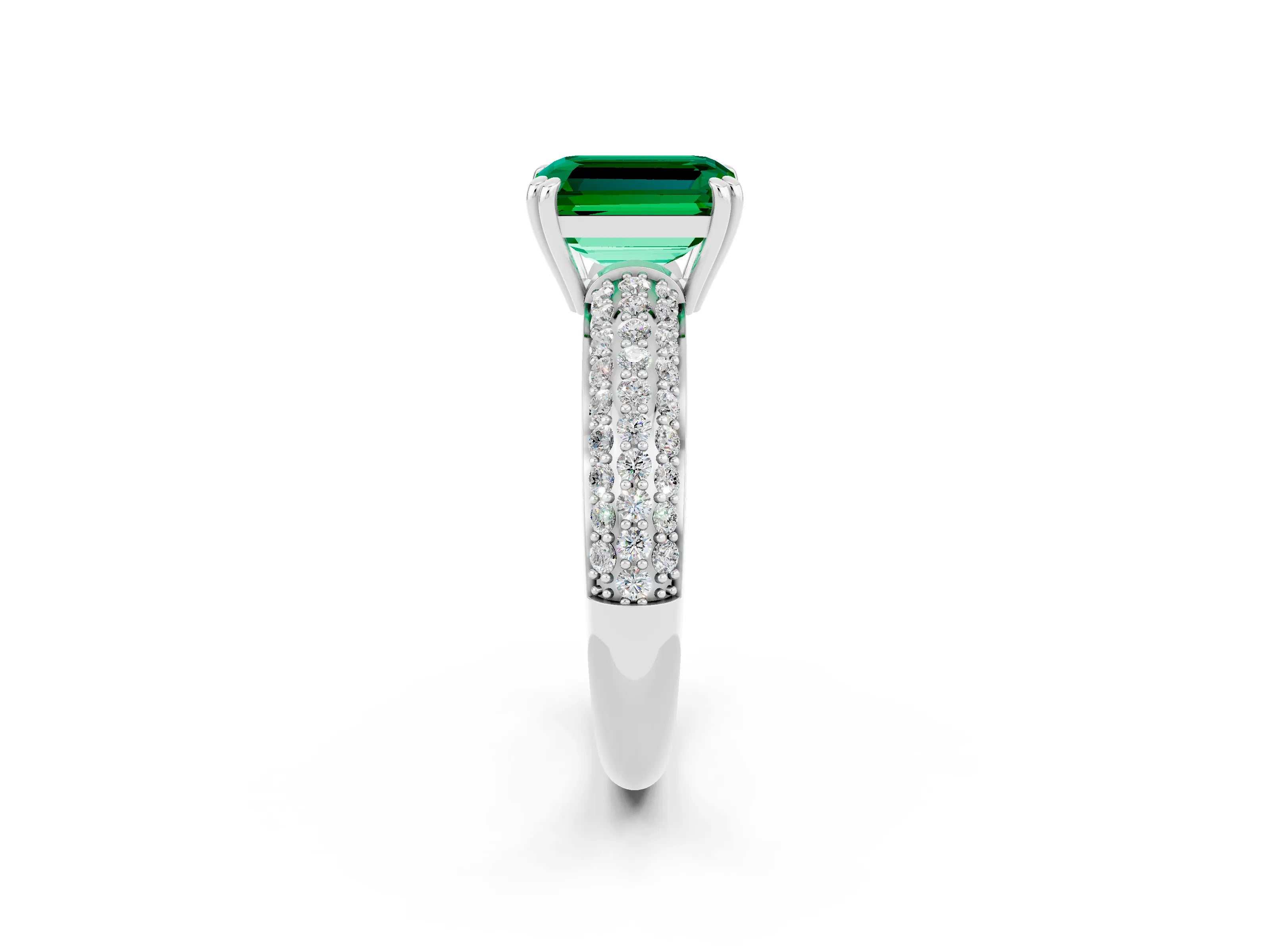 White gold Emerald Cut Cut Diamond Milgrain Marquise Band with Prong Setting_2