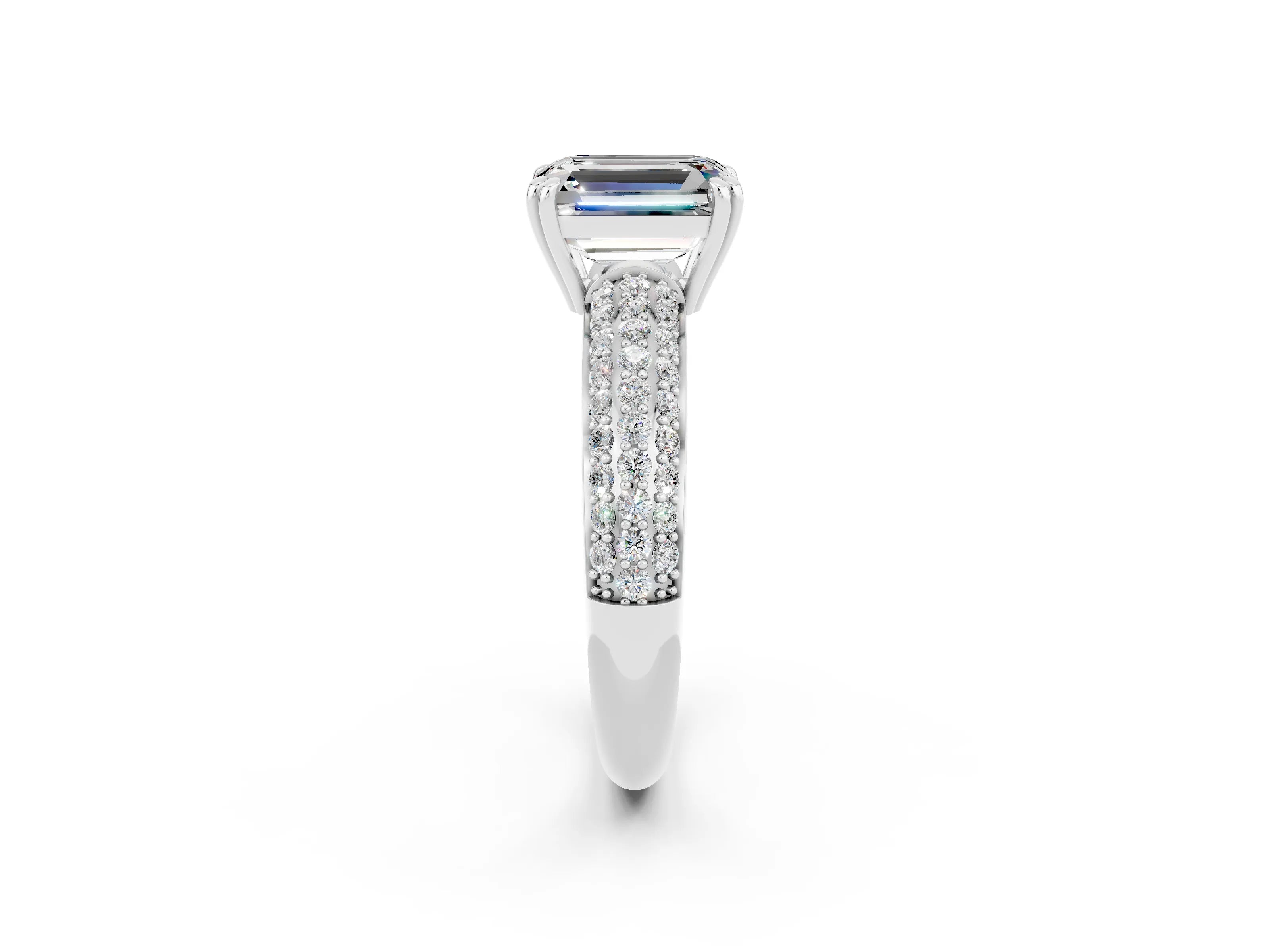 White gold Emerald Cut Cut Diamond Milgrain Marquise Band with Prong Setting_2