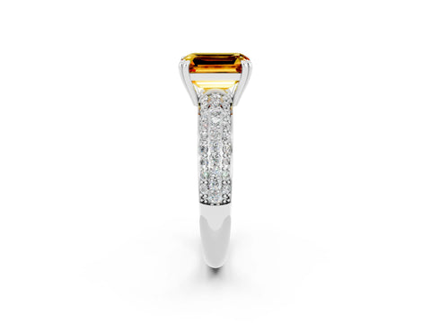 White gold Emerald Cut Cut Diamond Milgrain Marquise Band with Prong Setting_2