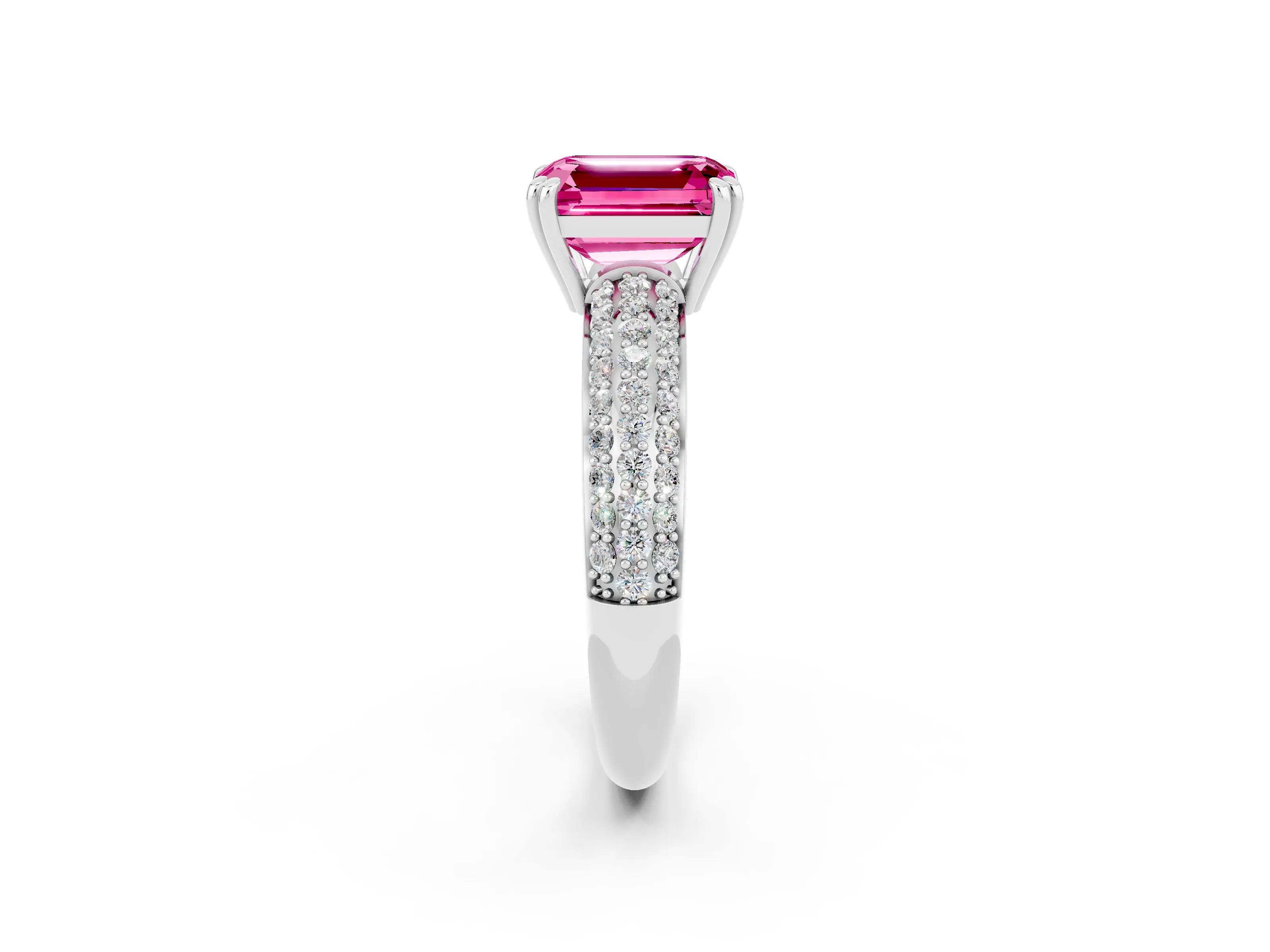 White gold Emerald Cut Cut Diamond Milgrain Marquise Band with Prong Setting_2