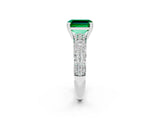White gold Emerald Cut Cut Diamond Milgrain Marquise Band with Prong Setting_2