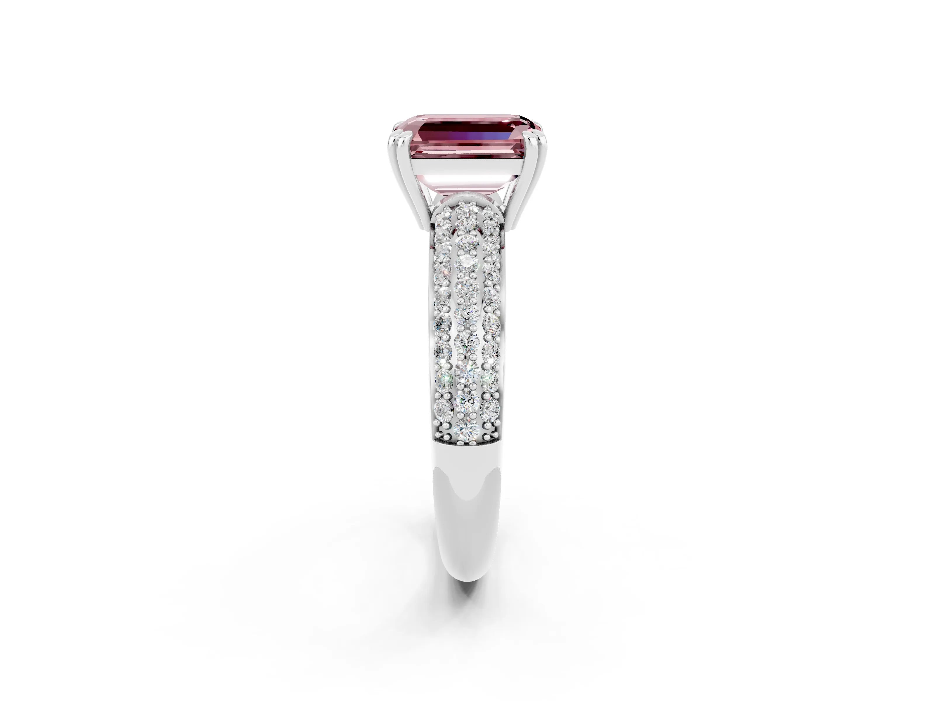 White gold Emerald Cut Cut Diamond Milgrain Marquise Band with Prong Setting_2