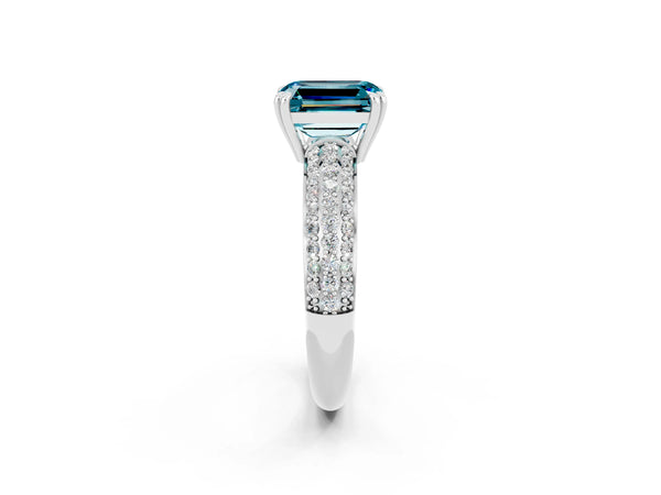 Platinum Emerald Cut Cut Diamond Milgrain Marquise Band with Prong Setting