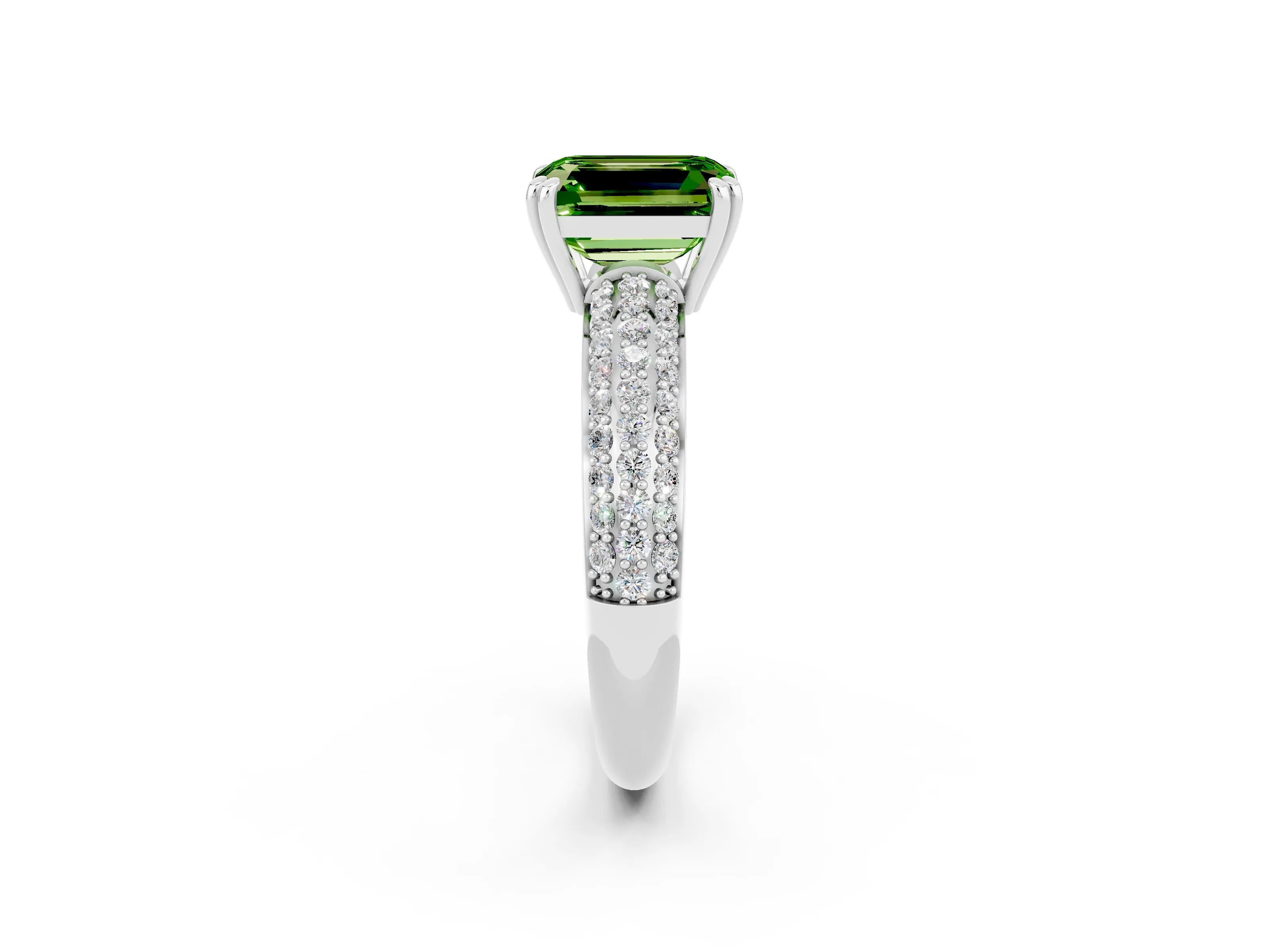 White gold Emerald Cut Cut Diamond Milgrain Marquise Band with Prong Setting_2