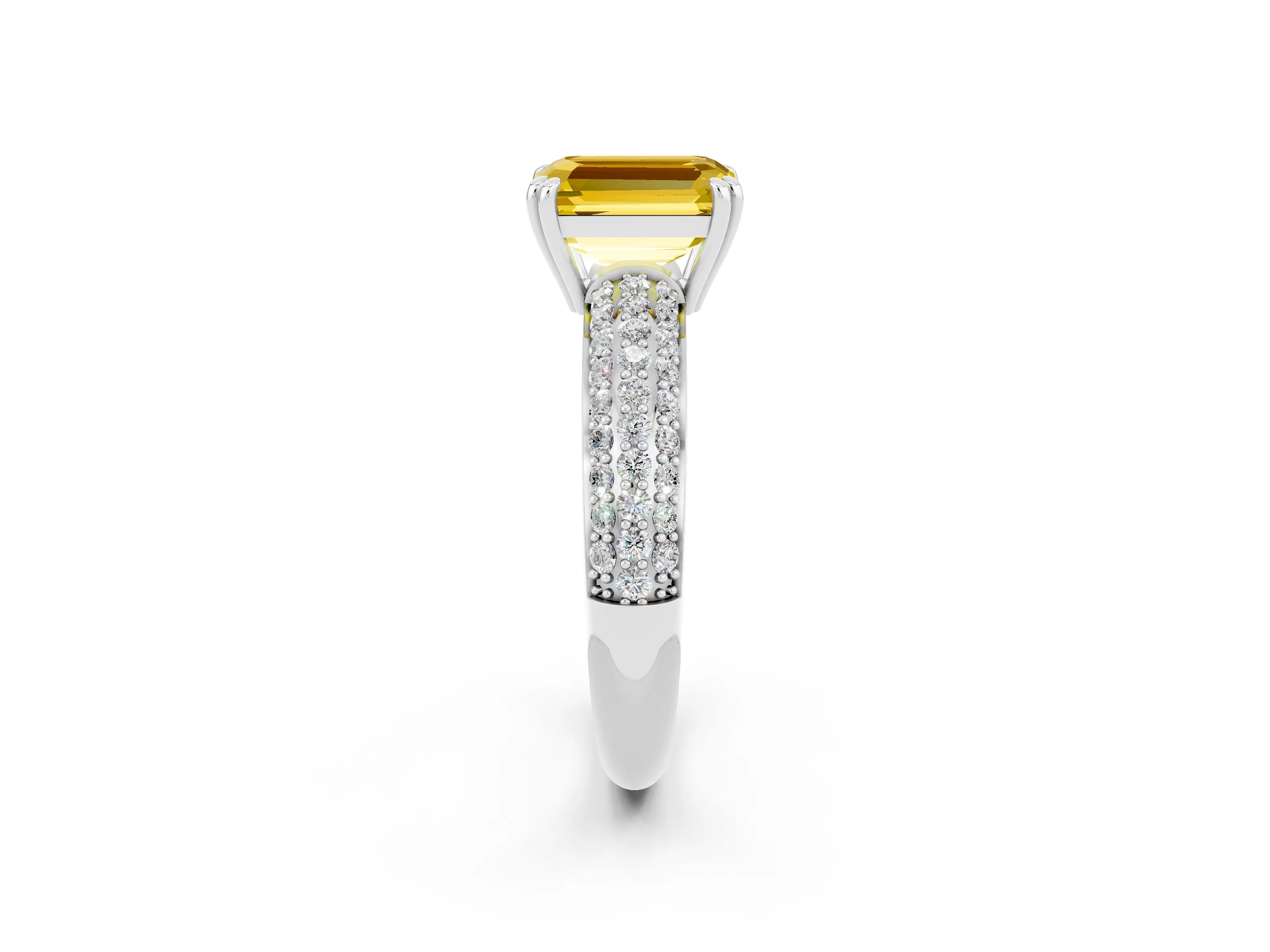 White gold Emerald Cut Cut Diamond Milgrain Marquise Band with Prong Setting_2