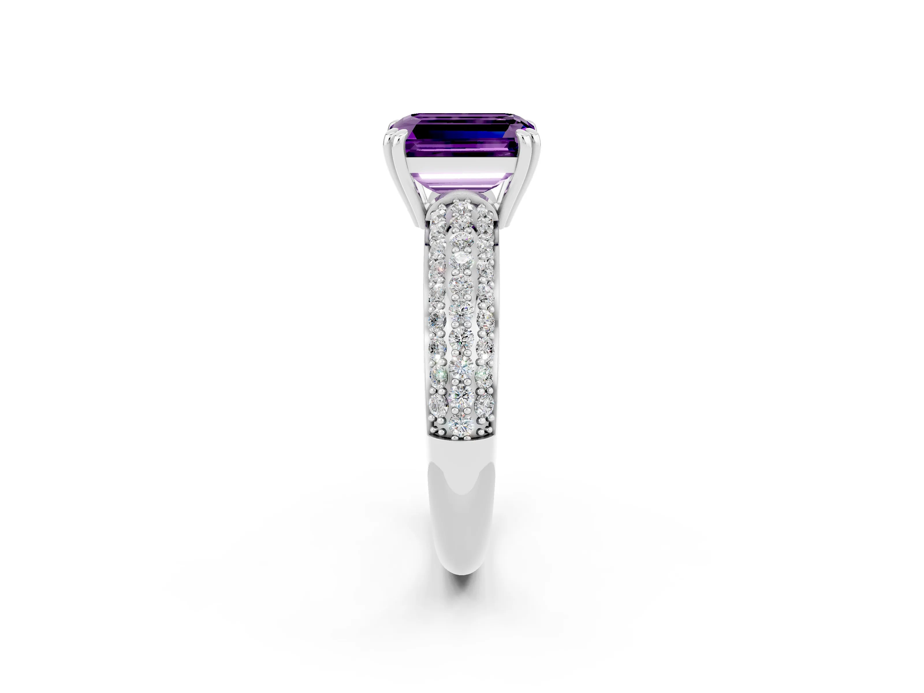 White gold Emerald Cut Cut Diamond Milgrain Marquise Band with Prong Setting_2
