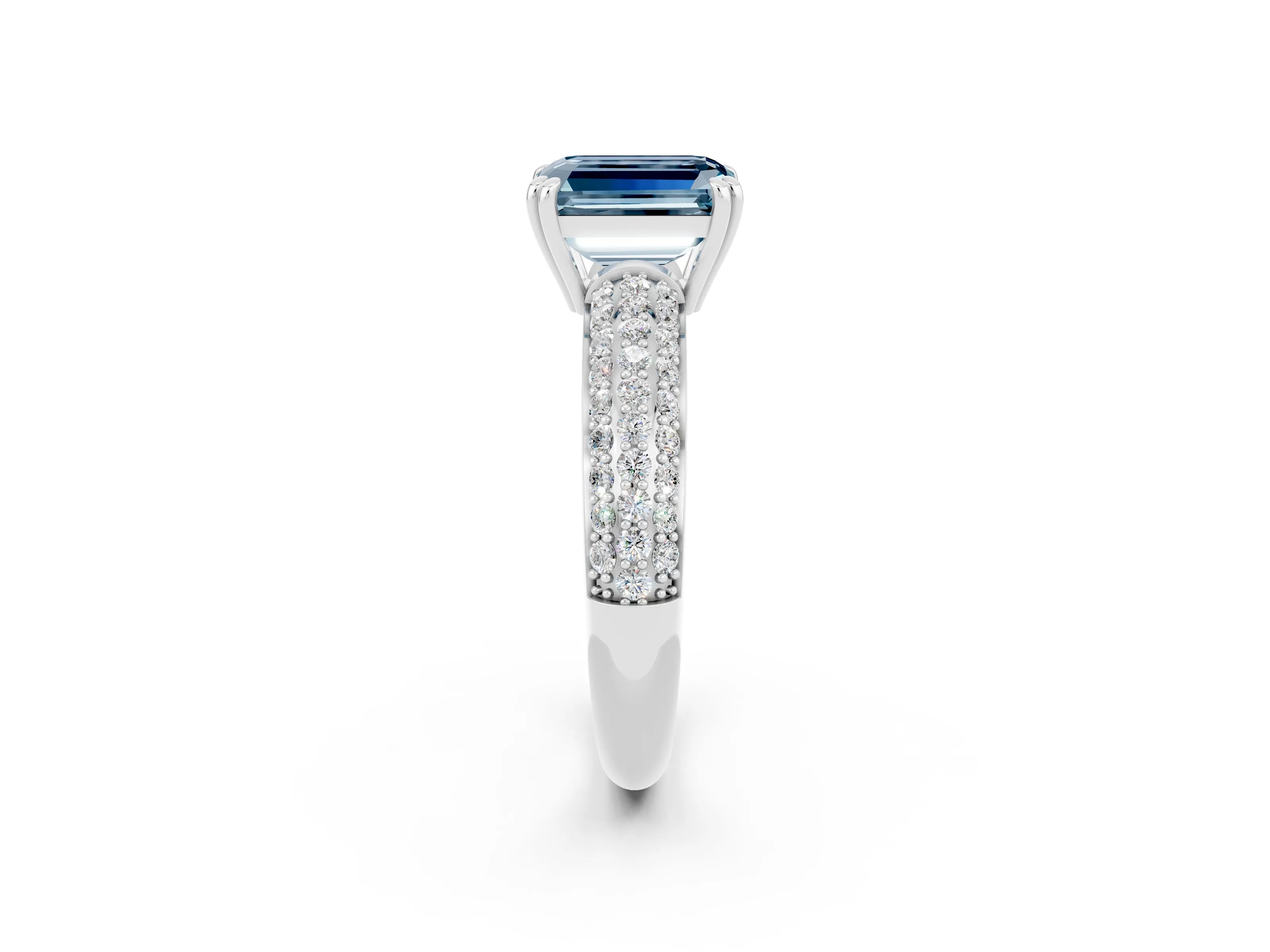 White gold Emerald Cut Cut Diamond Milgrain Marquise Band with Prong Setting_2