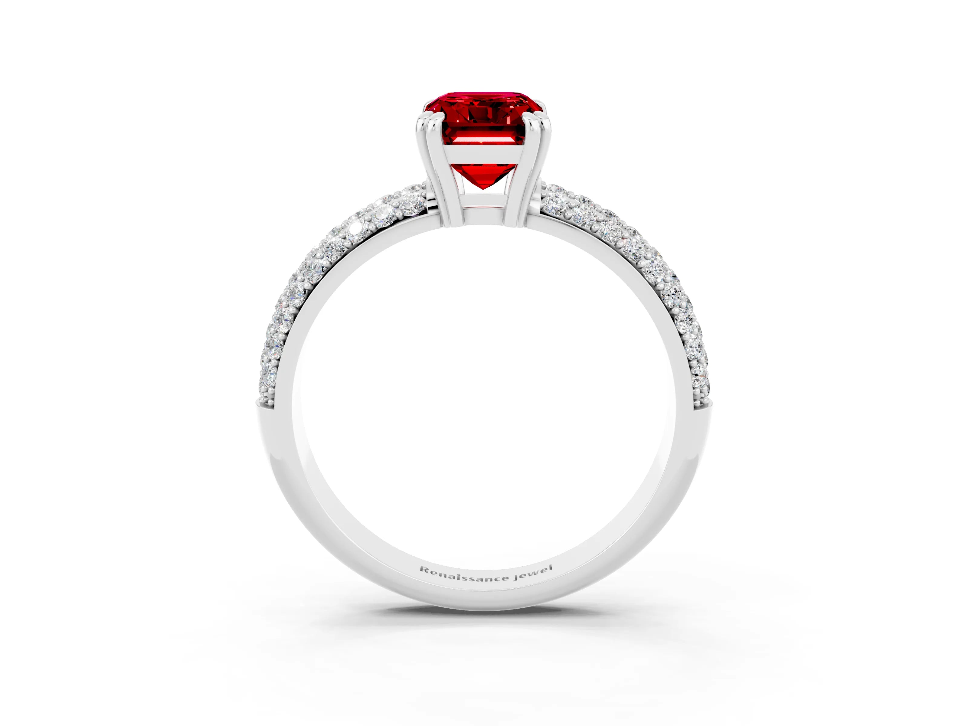 White gold Emerald Cut Cut Diamond Milgrain Marquise Band with Prong Setting_3